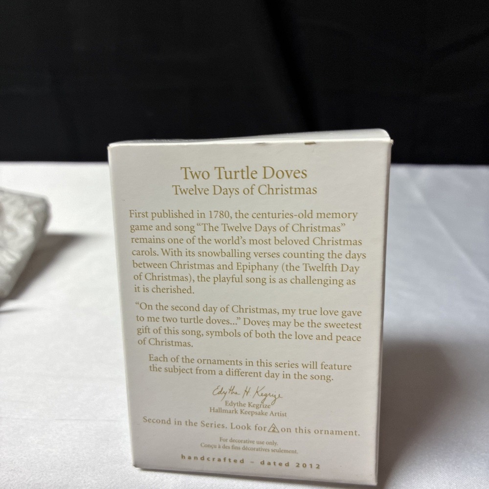 Hallmark Keepsake Two Turtle Doves 12 Days of Christmas 2012 Ornament w/ Box - Picture 8 of 9